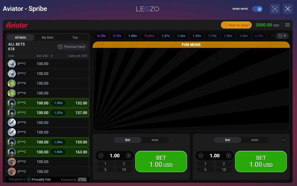 Aviator Online Game at Legzo Casino