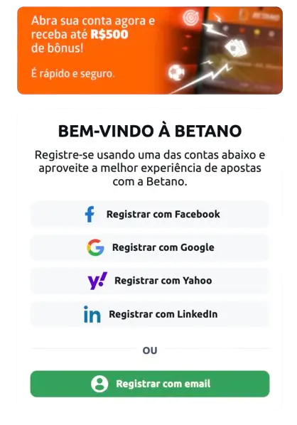 Registro no Betano Casino